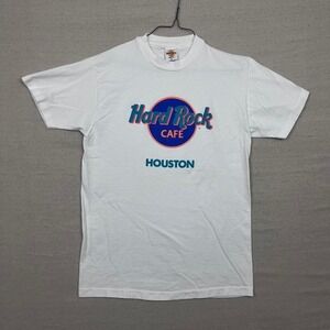 Vintage 80s 90s Hard Rock Cafe Houston White Paper Thin Graphic Tee Shirt